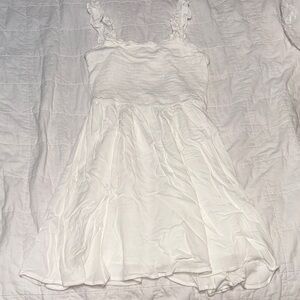 SHEIN Cream Ruffled Casual Dress